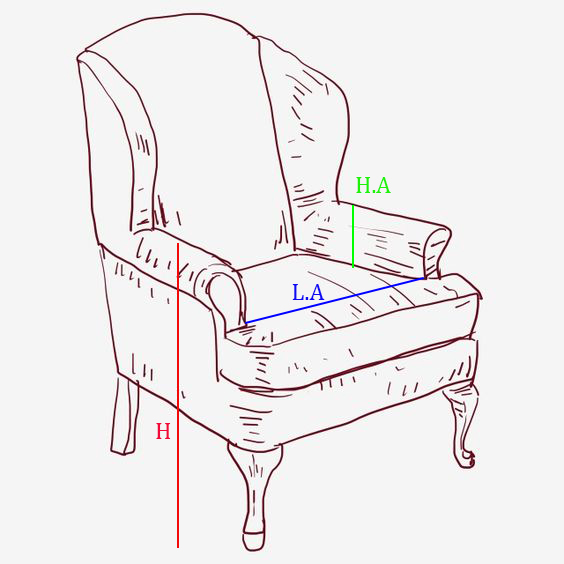Schéma calcul dimensions jeté de fauteuil